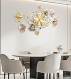 59" Modern Farmhouse Large Decorative Wall Clock, Ginkgo Metal Art - Image 3