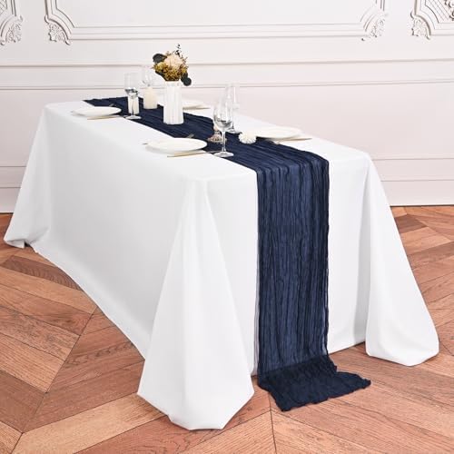 16 Pack Navy Blue Table Runners 10FT Cheesecloth Table Runner Boho Gauze Table Runner Long Rustic Sheer Fabric Table Runners for Wedding Party Bridal Shower Farmhouse & Home Decor - Image 4