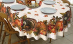 Thanksgiving Tablecloth Fall Pumpkin Turkey Table Cloth forHarvest Thanksgiving Kitchen Decoration - 60" X 102" Oval - Image 4