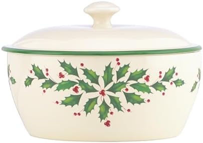 Lenox Holiday Porcelain Covered Christmas Casserole Dish by Lenox