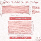 4 Cheesecloth Table Runners and 48 Napkins Set, 10Ft Boho Cheese Cloth Table Runners 20 x 20 Inch Rustic Wrinkled Gauze Napkins for Wedding Birthday Baby Shower Party Decor (Dusty Pink) - Image 2