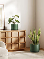 LE TAUCI Ceramic Plant Pots, Set of 2, 8+10 Inch, Forest Green - Image 2