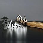 iwa concept | Wooden Acrylic Islamic Tabletop Decors | Ramadan Kareem and Eid Mubarak Decoration | Islamic Muslim Gifts | Ramadan Eid Decoration | (Eid Mubarak-3, Silver) by iwaconcept