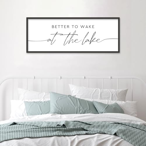 Better To Wake At The Lake Sign Above Bed Wall Decor, 40"×15", Black - Image 6