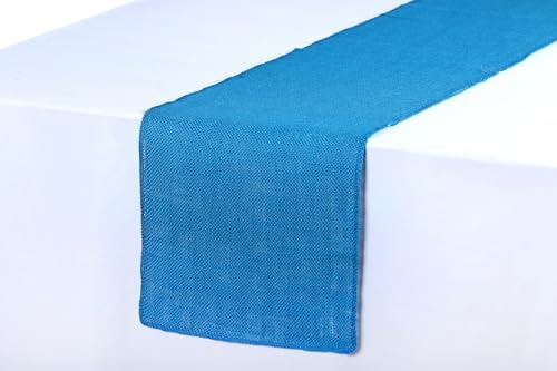MDS® Pack of 15 Natural Burlap Table Runner, 12 x 72 Inch, Jute Rustic Farmhouse Boho Table Decor for Wedding Reception, Dining Table, Bridal Shower, Baby Shower & Party Decorations - Teal - Image 3
