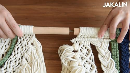 Jakalin Macrame Wall Hanging Handwoven Yarn Fiber Home Decor 47" W x 35" L - Image 6