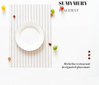 Placemats Set of 12 Vinyl/Plastic Woven Place Mats for Kitchen Table Indoor/Outdoor Washable Placemat Wipeable Dining Table Mats (White Stripes,12) - Image 5