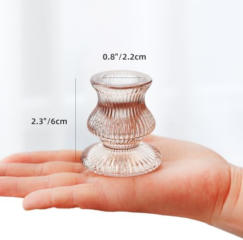WDHODEC Glass Candlestick Holders 12PCS Taper Candle Holders for Table Centerpiece Vintage Colorful Candle Sticks for Wedding, Party and Birthday Table Decoration(Brown) - Image 6