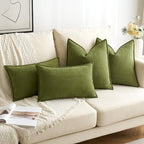 MIULEE Pack of 2 Moss Green Decorative Chenille Pillow Covers 20x20 Inch - Image 4