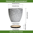 10 Inch Plant Pot - Ceramic Planter for Indoor Outdoor, Round Large Plant Pots, Modern Planter with Drainage Hole and Tray, Home Room Office Garden Decor, Gifts for Women Men, White-Black - Image 3