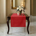 Signature Linen™ by D'Moksha, Bright Red Table Runner 48 Inches, 100% Pure Linen, Hemstitch, Coffee Table Runner, 14 x 48 Inch for Dresser Tables- Fall, Weddings, Outdoor Hosting by DMokshaHomes