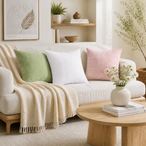 decorUhome Soft Chenille Blush Pink Throw Pillow Covers 24X24 Set of 2 - Image 3