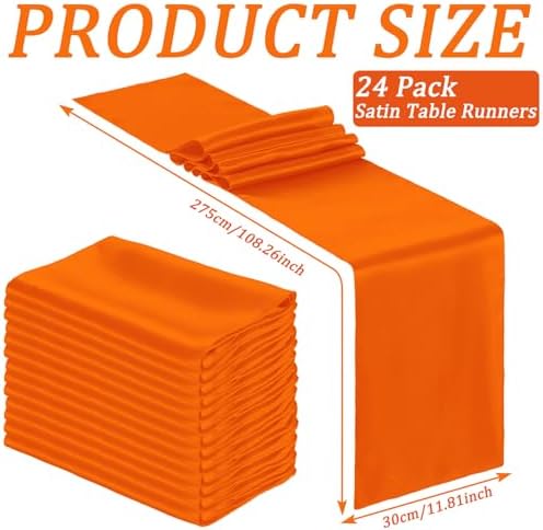 Bencailor 24 Pcs Orange Satin Table Runners Bulk, 12 x 108 Inch - Image 3