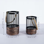 2PCS Candlestick Candle Barrels Moroccan Style Retro Lanterns Projection Lights Hollowed-Out Decorations Home Ramadan Hanging Outdoor Indoor Courtyard Porch Festival Weddings - Image 2