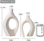 Levvohd XL Beige Ceramic Vase Set of 2, Snuggle Hollow Home Decor Vase - Image 5
