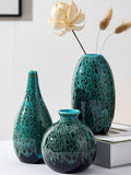 Ceramic Bud Vase Set, Fambe Blue Glazed Finish, Decorative Flower Vases (Blue-Set of 3) by Fulloog