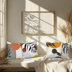 4 Pcs/Set Abstract Line Throw Pillow Covers Boho Sun Moon Arch Botanical Leaves Geometric Lines Plants Linen Throw Cushion Cases for Couch Sofa Bedroom Decorative, 22"x22" - Image 6