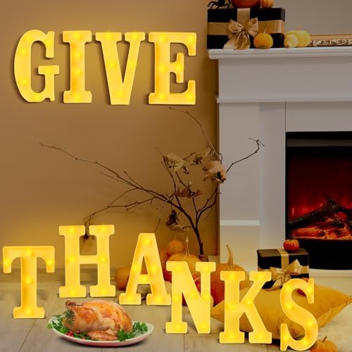 Aurelema 10 Pcs Give Thanks LED Letter Light Sign Battery Powered - Image 5
