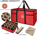 Christmas Ornament Storage Box with Dividers, Holds 128 Balls, Red - Image 4