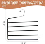 5 Pack 5-Tier Garden Flag Hangers, Garden Flag Storage Heavy Duty Multi Layers Space Saving, Organizer Holder, Non-Slip Open-Ended Design for Garden Flags, Pants, Jeans, Ties & More (Black) - Image 2