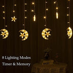 FUCHSUN 138 LED Moon Star Curtain String Lights Crescents Ramadan Lights - Image 5