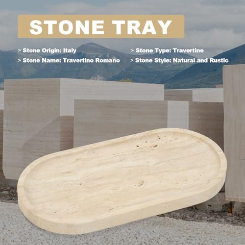 Koville Italian Travertine Tray, 12"x6" Vanity Decorative Marble Tray for Countertop, Catchall Tray for Perfume, Candles, Jewelry Dish Tray - Image 6