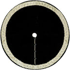 84-Inch Venetian Gilded Christmas Tree Skirt with Jeweled Gold Band and Button Loops, Black - Image 2