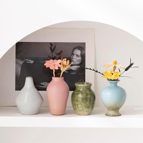 Ceramic Bud Vase Set of 5, Gradient Glaze Mini Small Vases - Image 5