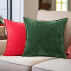 decorUhome Soft Chenille Throw Pillow Covers 26x26 Set of 2 Christmas Red - Image 4
