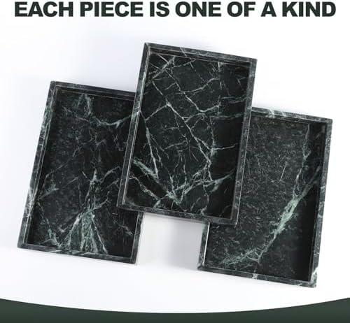 Koville Natural Marble Tray, Coffee Table Vanity/Decorative Tray for Jewerly, Watch, Perfume Candle Storage for Bedroom/Bathroom/Kitchen Countertop - Image 3
