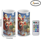 Flameless Candles with Remote Santa Claus Sled Electric Candles Flickering Battery Operated LED Candles Color Changing with Remote Timer for Christmas Party Room Table Decor Set of 2 - Image 3