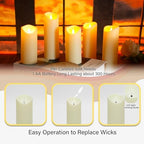 kakoya Flickering Flameless Candles, Battery Operated Acrylic LED Pillar Candles with Remote Control and Timer,Set of 9 (Ivory) - Image 2