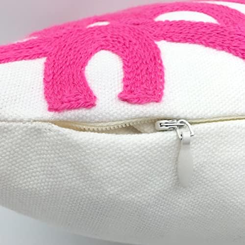 Alysheer Embroidered Lumbar Throw Pillow Cover 12"x 20" Set of 2, Hot Pink - Image 6