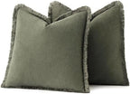 MIULEE Linen Fringe Decorative Euro Throw Pillow Covers Olive Green 26x26 - Image 6