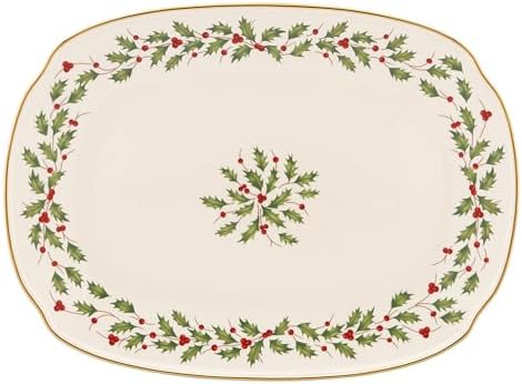 Lenox Holiday Porcelain Oblong Christmas Serving Platter by Lenox