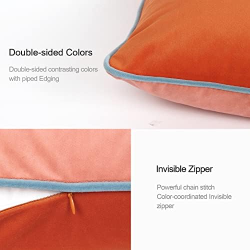Velvet Throw Pillow Covers 18x18 Inch Set of 4 Decorative Velour Pillowcases Modern Double-Colored Cushion Covers for Sofa Couch, Cold - Image 3