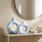 Handcrafted Marble Donut Vase Set of 2, Water-Tight Boho Snuggle Vase - Image 2