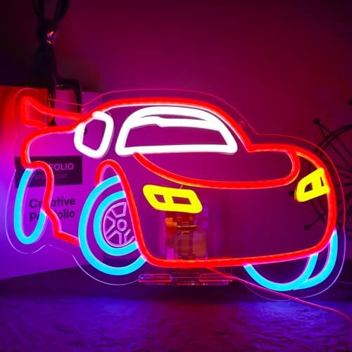 Car Neon Sign Dimmable Racing Car Led Neon Light for Wall Decor for Bedroom Playroom Gameroom Birthday Party Gifts for Boys Girls Fans 15.75×9.06 IN-USB Powered-Acrylic by Unknown