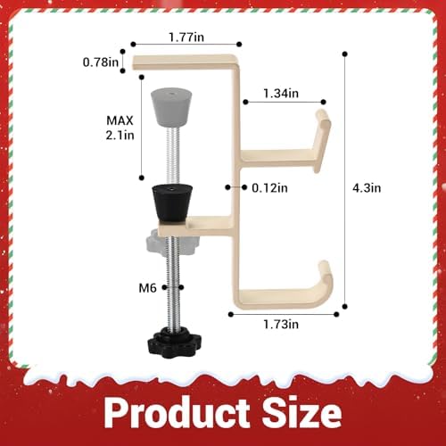 6 Pack Christmas Stocking and Garland Holders with 2 Hooks, Mantle Garland Holder for Hanging Christmas Stockings, Adjustable Fireplace Garland Holder & Stocking Hanger, Max 2.1" Thick Mantle - Beige - Image 2