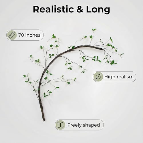 1 Piece Bendable customshapes Artificial Plant Trunks Branches 70-inch ficus Leaf Vines Evergreen Hanging Garlands for Home Wedding Garden Balcony Railing Outdoor Tent Decor - Image 2