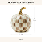 MACKENZIE-CHILDS Resin Pumpkin, Mini, Brown-and-White Mocha Check - Image 4