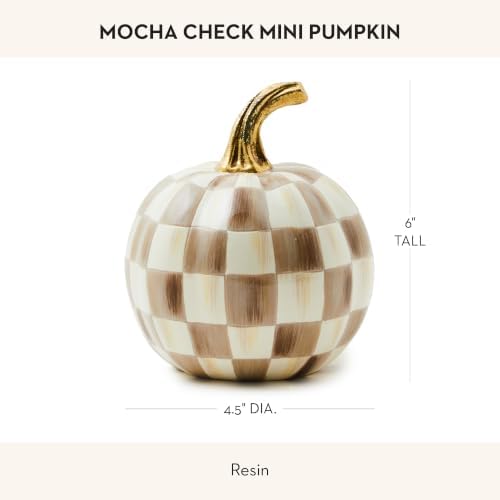 MACKENZIE-CHILDS Resin Pumpkin, Mini, Brown-and-White Mocha Check - Image 4