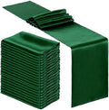 Bencailor 24 Pcs Dark Green Satin Table Runners Bulk, 12 x 108 Inch by Bencailor