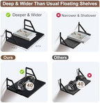 Tectocker-DOU 2 Pc Deep Floating Wall Shelves, Heavy Duty, 15.7×11.8, Black - Image 7