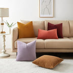 JUSPURBET 28x28 Euro Velvet Throw Pillow Covers Set of 2,Apricot - Image 4