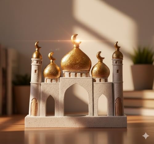 Hebdids Ramadan Eid Home Decorations for Home 2025 Gold and White Mosque Tower Islamic Eid Mubarak decore - Image 2