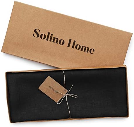 Solino Home 100% Pure Linen Table Runner Black Extra Long, Fete 14 x 156 in - Image 5