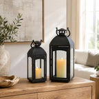 NEEDOMO Lanterns Decorative Indoor&Outdoor, 20''/16''H Set of 2 Outdoor Lanterns for Porch,Metal Frame Candle Holders Hanging Lights with Glass, Spring, Fall, Christmas - Image 3