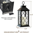 2-Pack 13.5" Vintage Candle Lantern with LED Pillar Candle (Black, 6hr Timer) - IP44 Waterproof Battery Powered Decorative Light - Outdoor Patio Hanging Lantern Decorative Tabletop Light - Image 6