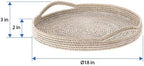 KOUBOO La Jolla Rattan Serving Tray with Handles, White, Ottoman Tray - Image 4